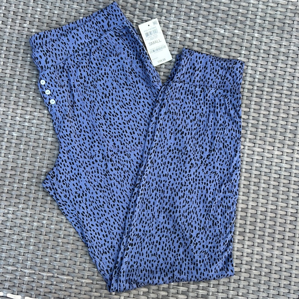 ALFANI Women's Lounge Pajama Jogger Pants Blue with Black Dots SMALL - Picture 2 of 6